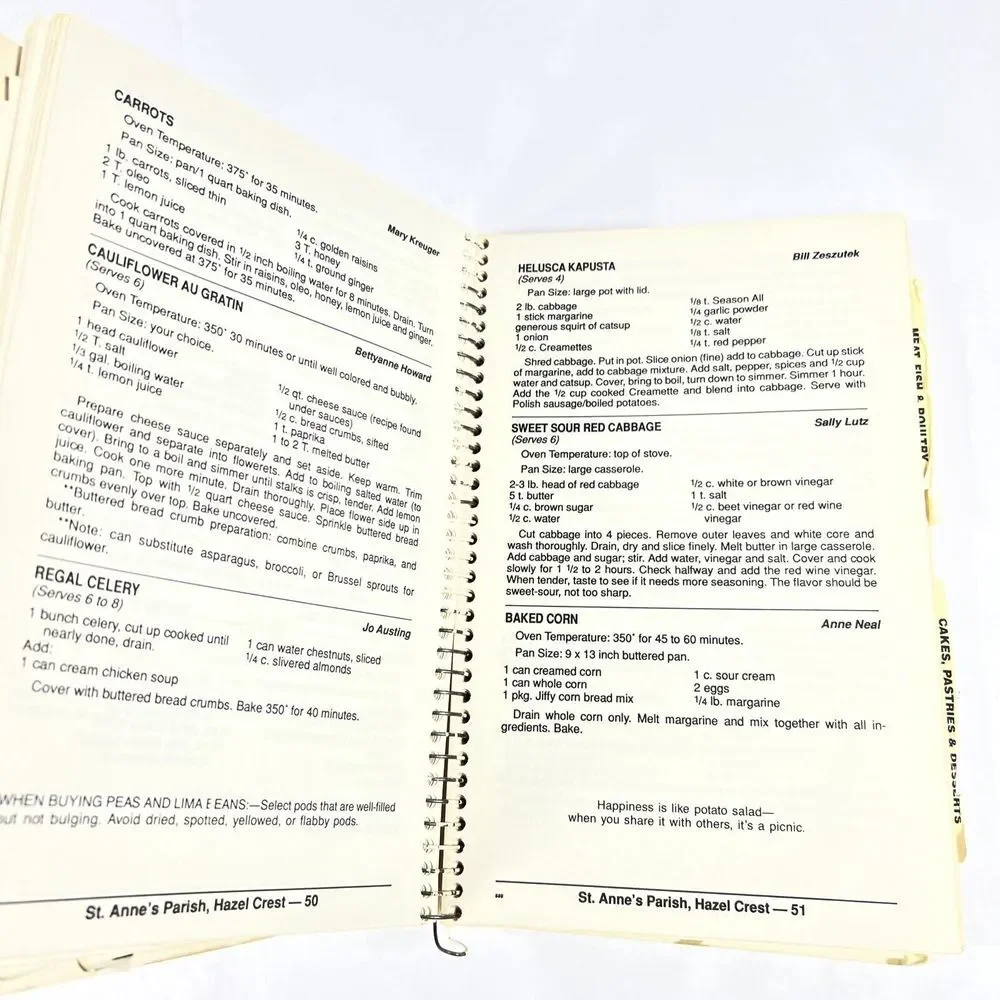 Vintage St. Anne's Parish Hazel Crest Illinois‎ 3rd Edition Cookbook 1989-1990